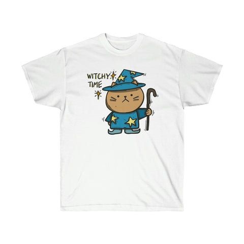 Funny Cat Shirts - Wizard Cat, Witchy Time - TeesTopia